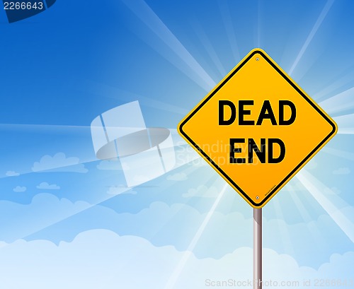 Image of Dead End Sign and Blue Sky