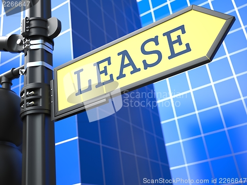 Image of Leasing Concept. Studying Roadsign Arrow.