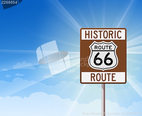 Image of Historic Route 66 and Blue Sky