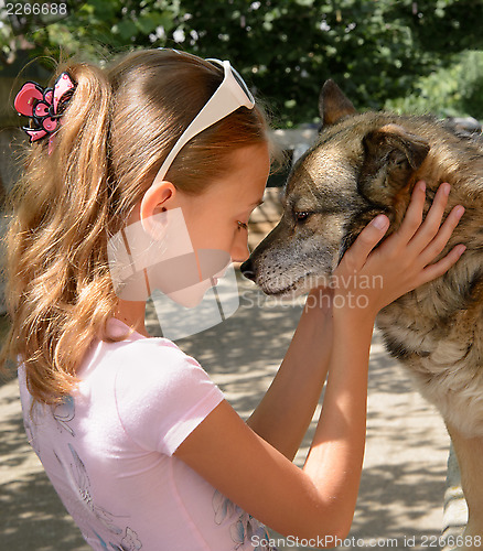 Image of Girl and dog