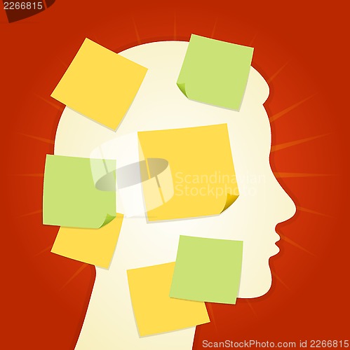 Image of Head and paper stickers on Red