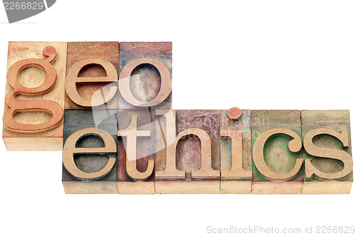 Image of geoethics in wood type