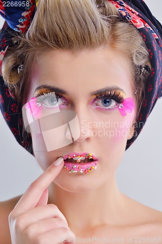 Image of Beautiful Woman with  Luxury Makeup