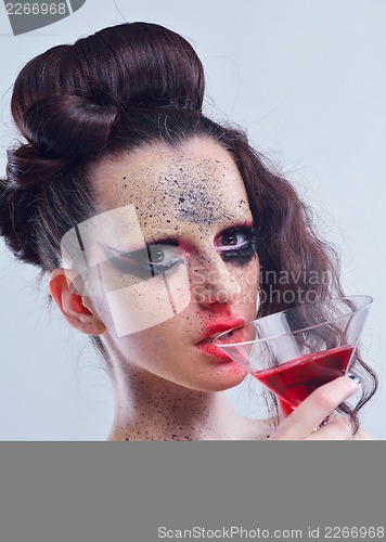 Image of Beautiful Woman with  Luxury Makeup