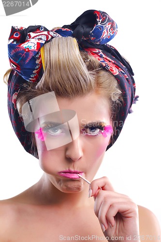 Image of Beautiful Woman with  Luxury Makeup