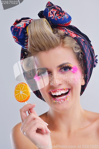 Image of Beautiful Woman with  Luxury Makeup