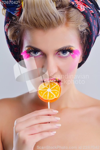Image of Beautiful Woman with  Luxury Makeup
