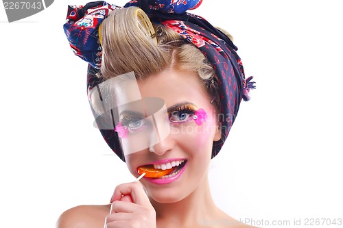 Image of Beautiful Woman with  Luxury Makeup