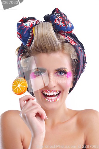 Image of Beautiful Woman with  Luxury Makeup