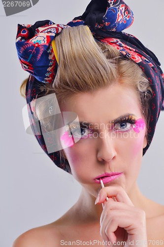 Image of Beautiful Woman with  Luxury Makeup