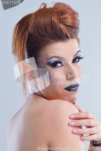 Image of Beautiful Woman with  Luxury Makeup