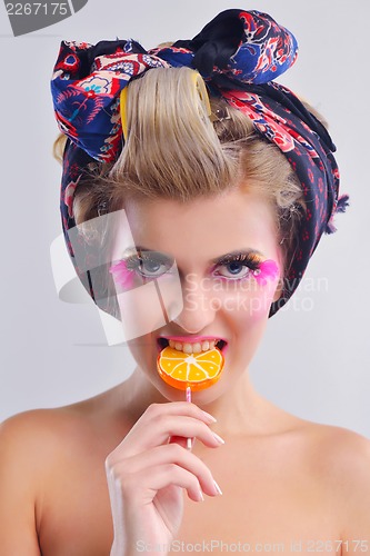 Image of Beautiful Woman with  Luxury Makeup
