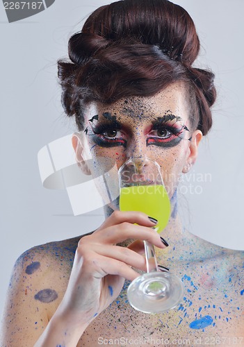 Image of Beautiful Woman with  Luxury Makeup
