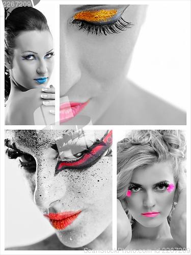Image of collage photo of Beautiful Woman with  Luxury Makeup