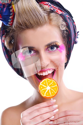 Image of Beautiful Woman with  Luxury Makeup