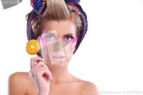 Image of Beautiful Woman with  Luxury Makeup