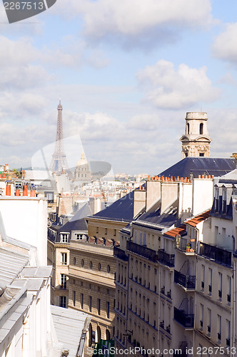 Image of rooftops of Paris France Europe residential neighborhood Latin Q