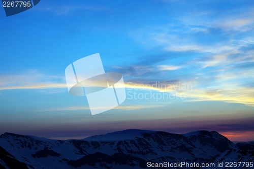 Image of Sunrise in snow mountains