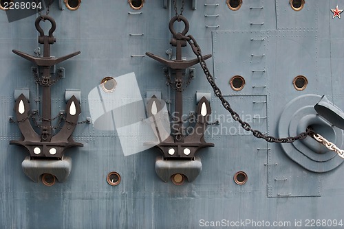 Image of Anchors on the cruiser Aurora.
