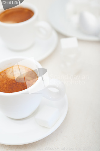 Image of Italian espresso coffee and sugar cubes