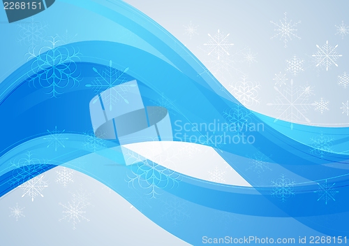 Image of Blue wavy Christmas background. Vector