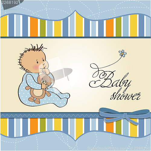 Image of baby announcement card with little boy