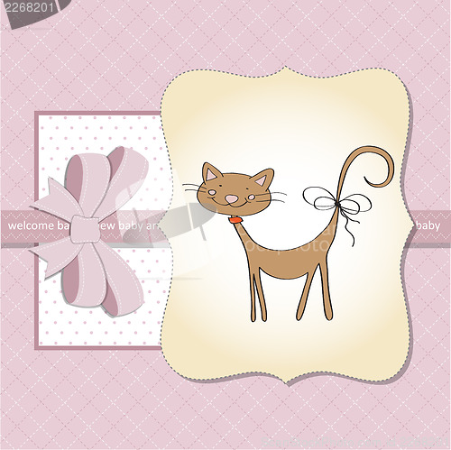 Image of new baby shower card with cat