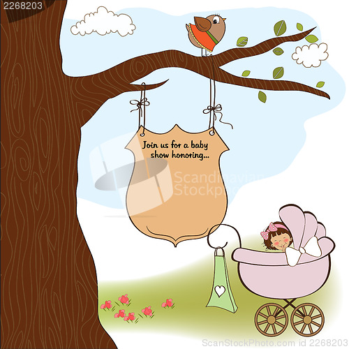 Image of baby girl announcement card