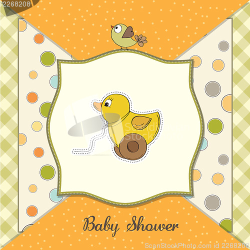 Image of baby shower card with duck toy