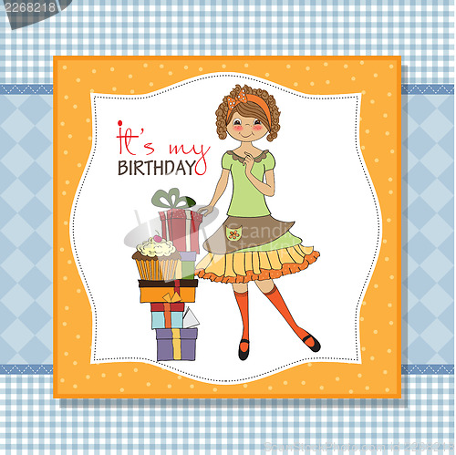 Image of pretty young girl with gift