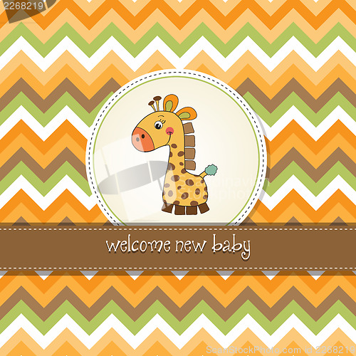 Image of new baby announcement card with giraffe