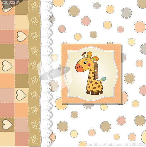 Image of new baby announcement card with giraffe