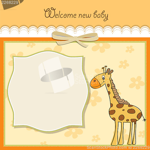 Image of new baby announcement card with giraffe