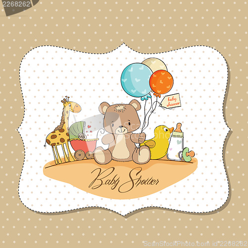 Image of baby shower card with toys