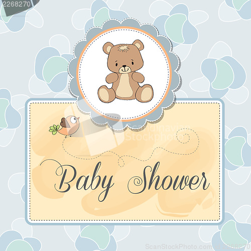 Image of baby shower card with teddy