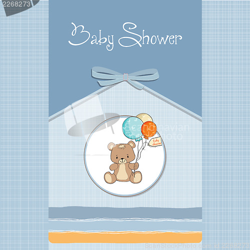 Image of baby shower card with cute teddy bear