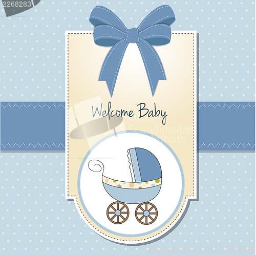 Image of baby boy shower card with stroller