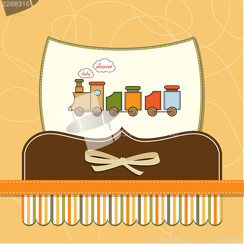 Image of baby  shower card with toy train