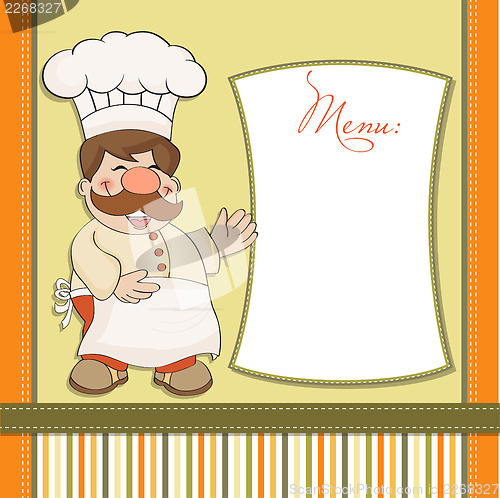 Image of Background with Smiling Chef and Menu