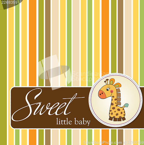 Image of new baby announcement card with giraffe