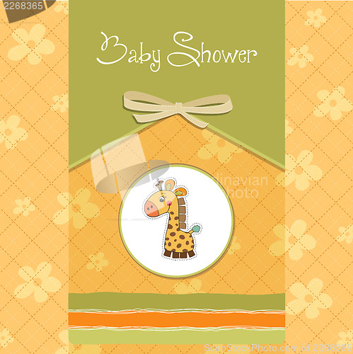 Image of new baby announcement card with giraffe