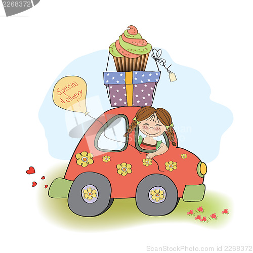 Image of birthday card with funny little girl