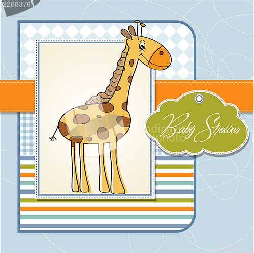 Image of new baby announcement card with giraffe