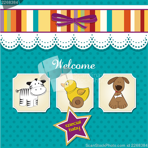 Image of baby shower card with toys