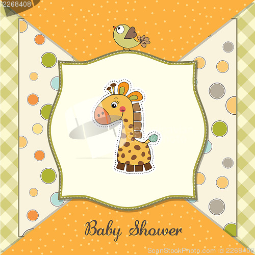 Image of new baby announcement card with giraffe