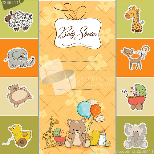 Image of baby shower card with toys