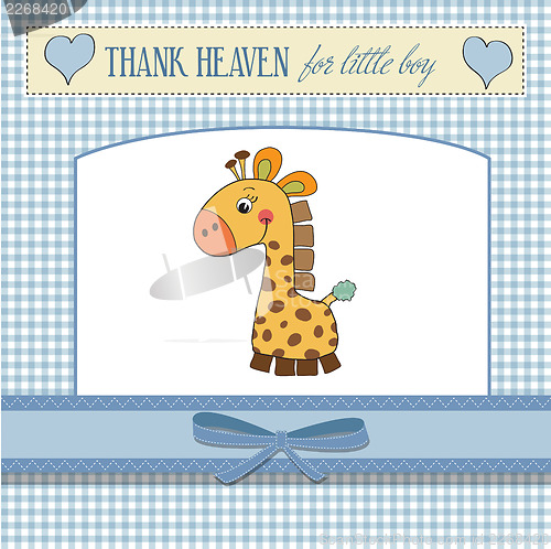 Image of new baby announcement card with giraffe