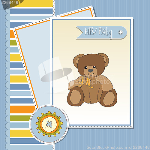 Image of baby greeting card with teddy bear