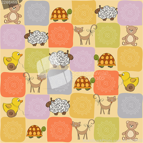 Image of childish seamless pattern with toys