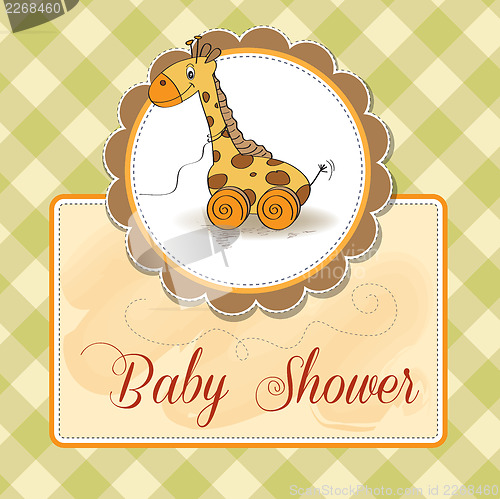 Image of Baby shower card with cute giraffe